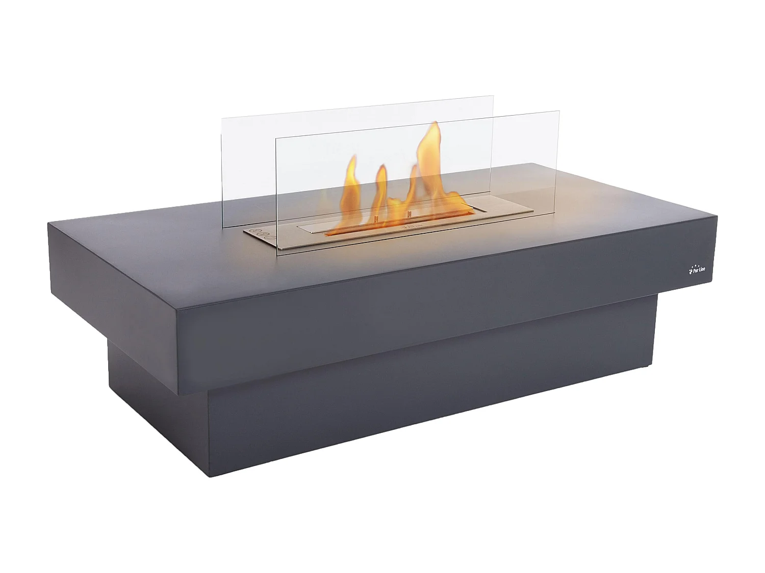 Chimenea de etanol de suelo en acero negro y quemador central