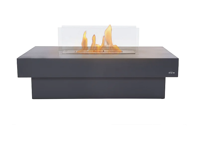 Cheminée éthanol au sol en acier noir avec brûleur central