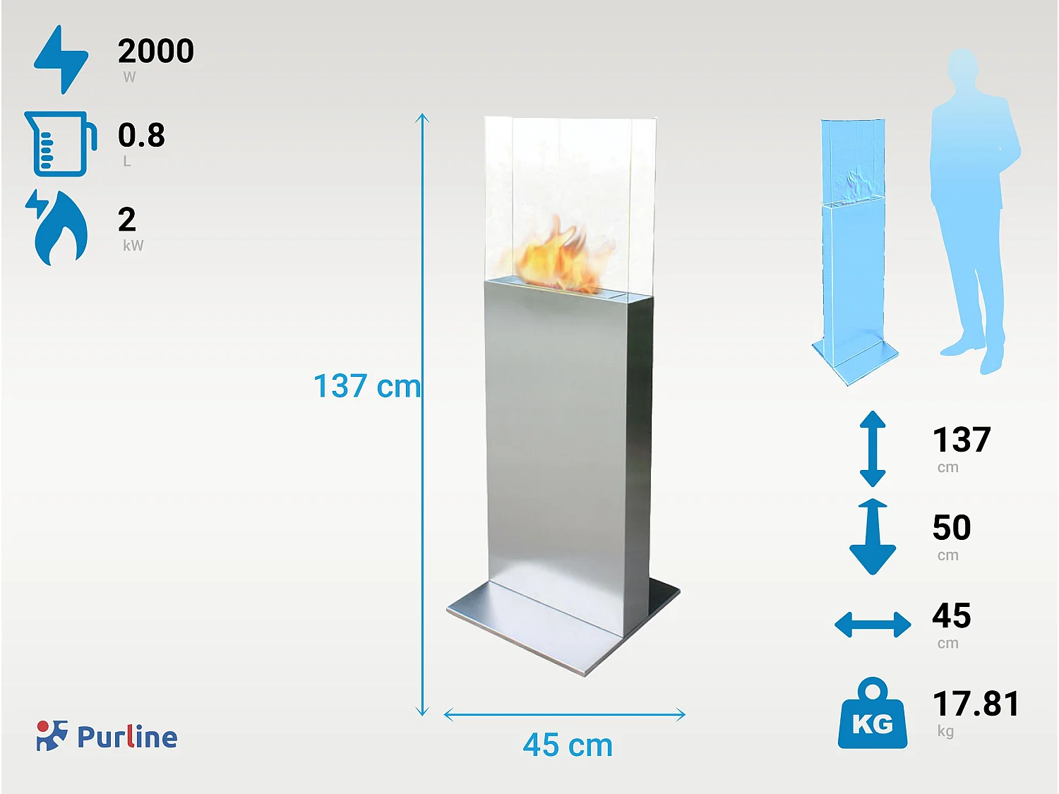 Camino a etanolo da pavimento in acciaio con vetro temperato