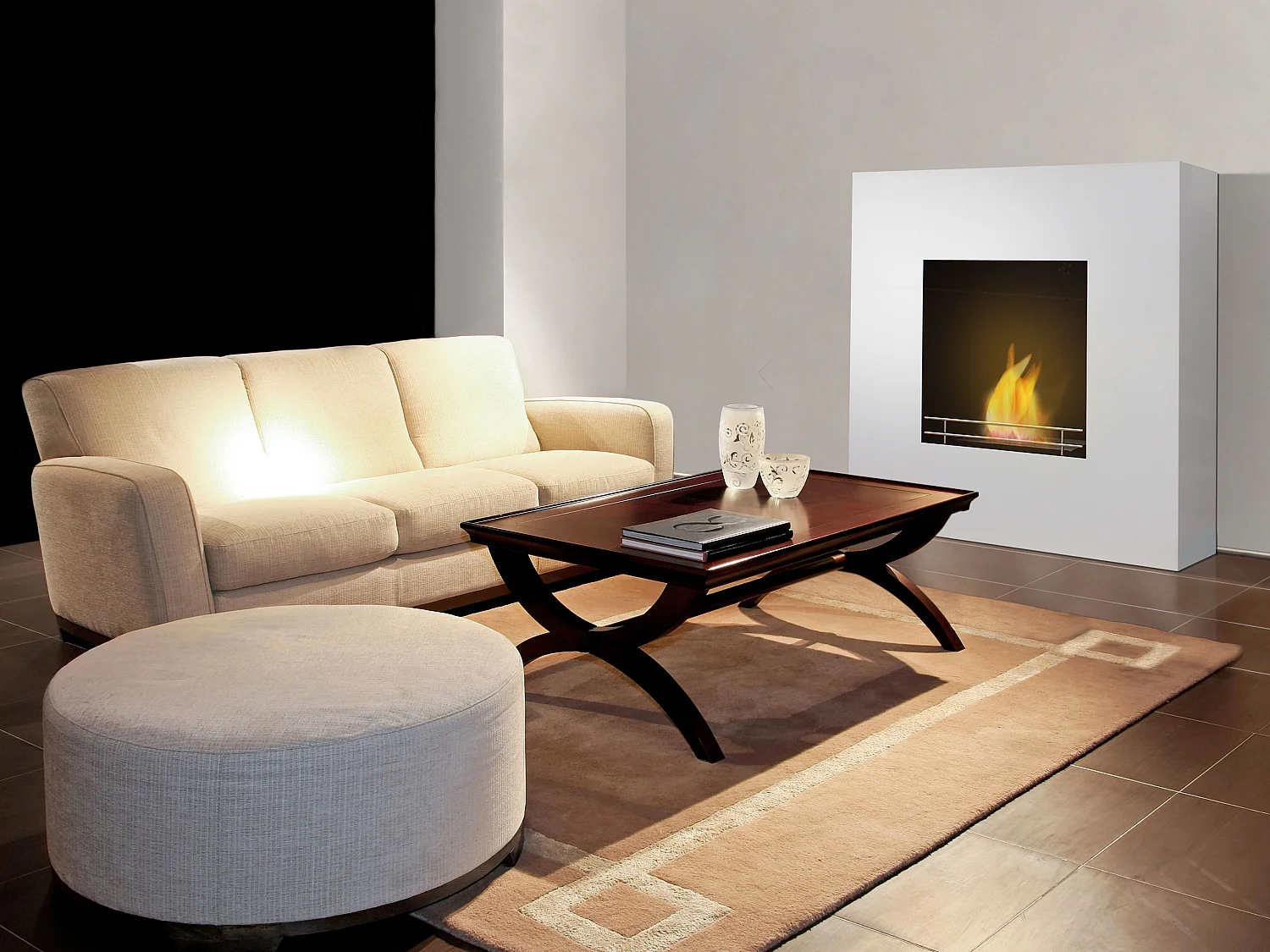 Biolareira de design quadrado de chão em aço lacado branco