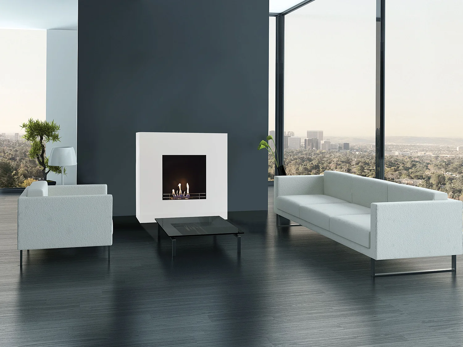 Biolareira de design quadrado de chão em aço lacado branco