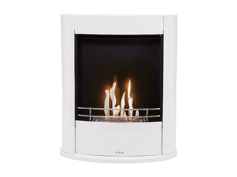 Bodenstehender Ethanol-Kamin, rechteckiges Design aus weißem Stahl