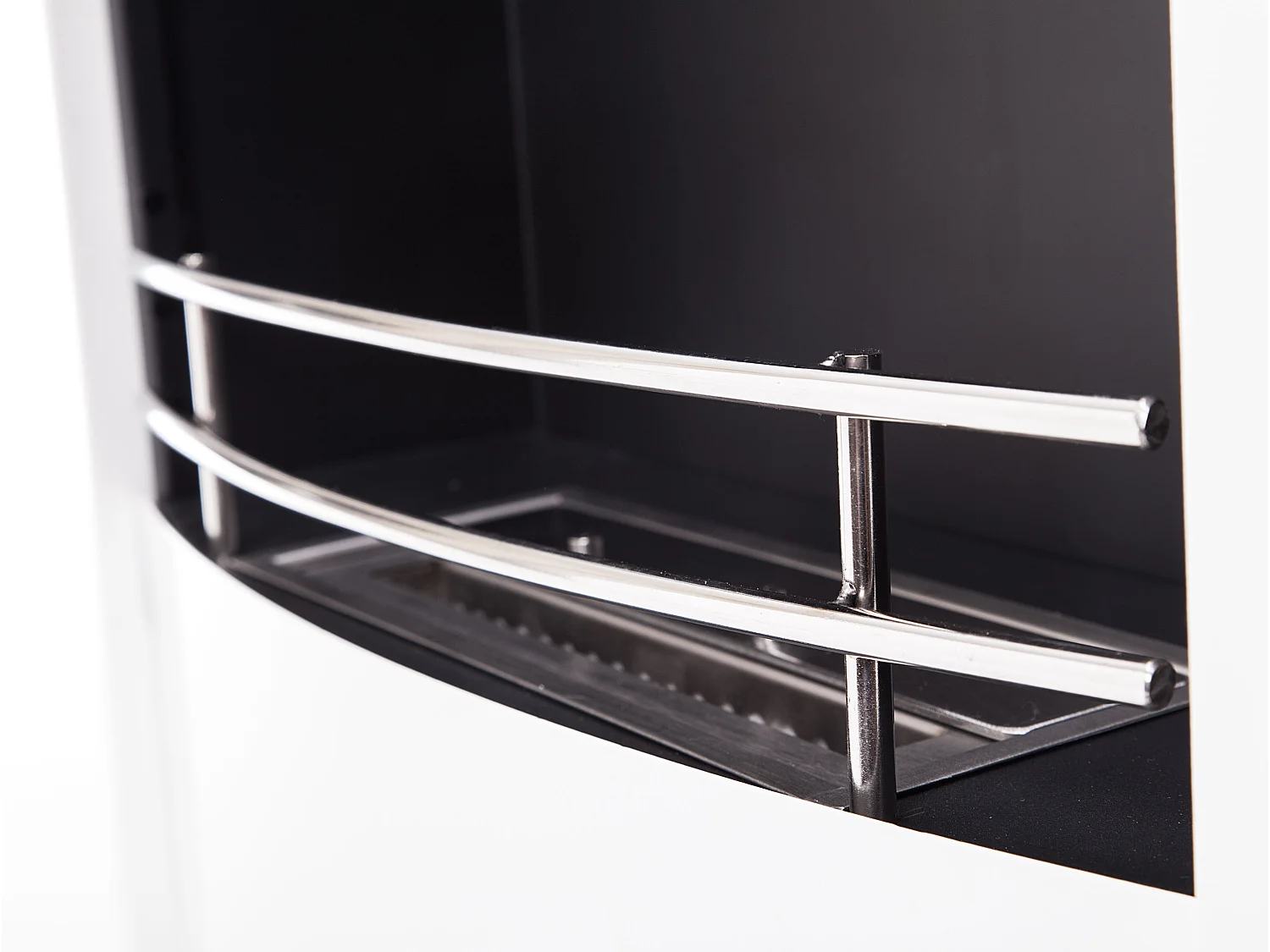 Bodenstehender Ethanol-Kamin, rechteckiges Design aus weißem Stahl