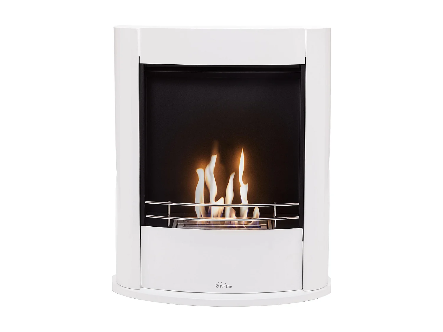 Cheminée à l'éthanol au sol en acier blanc