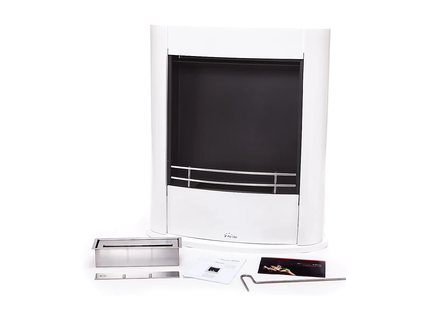 Cheminée à l'éthanol au sol en acier blanc