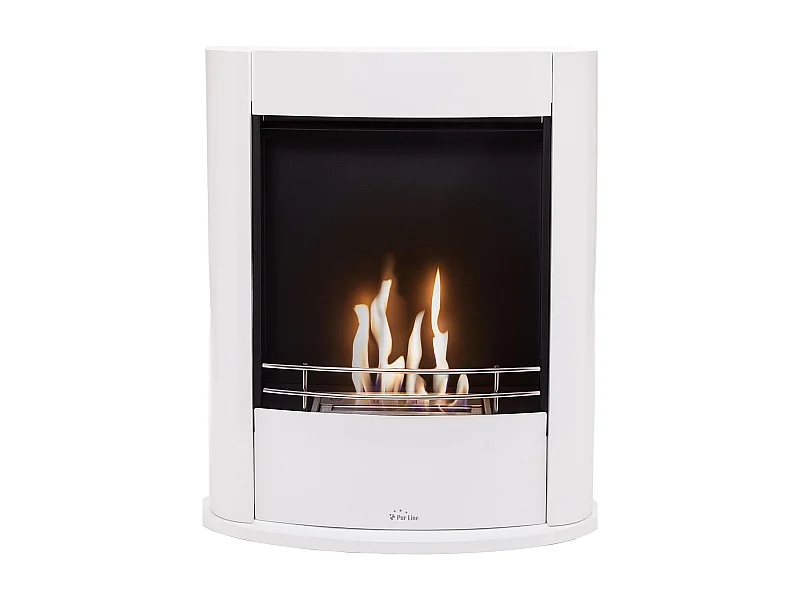 Cheminée à l'éthanol au sol en acier blanc