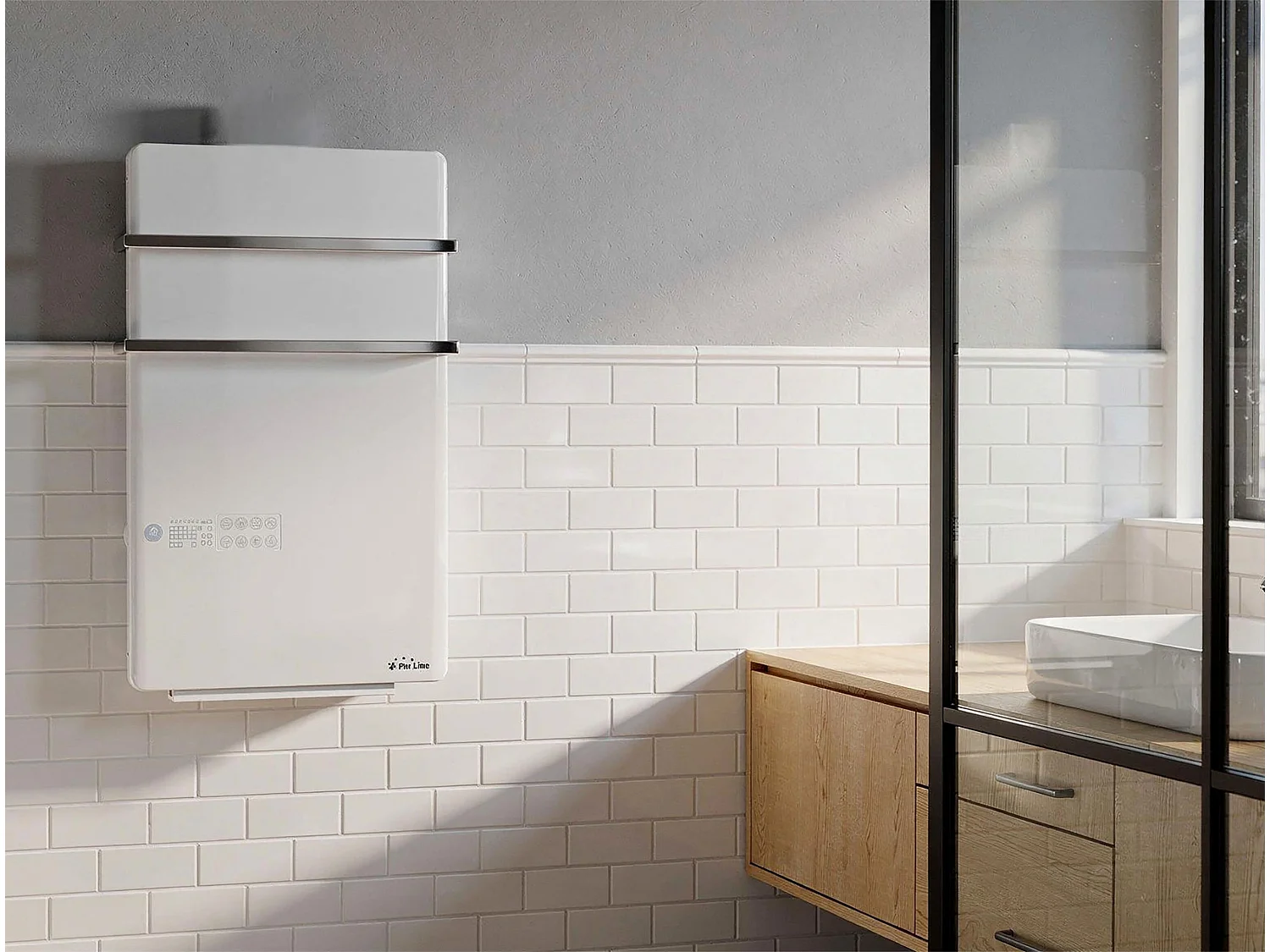 Aquecedor de toalhas elétrico digital de 2000 W com controlo WIFI