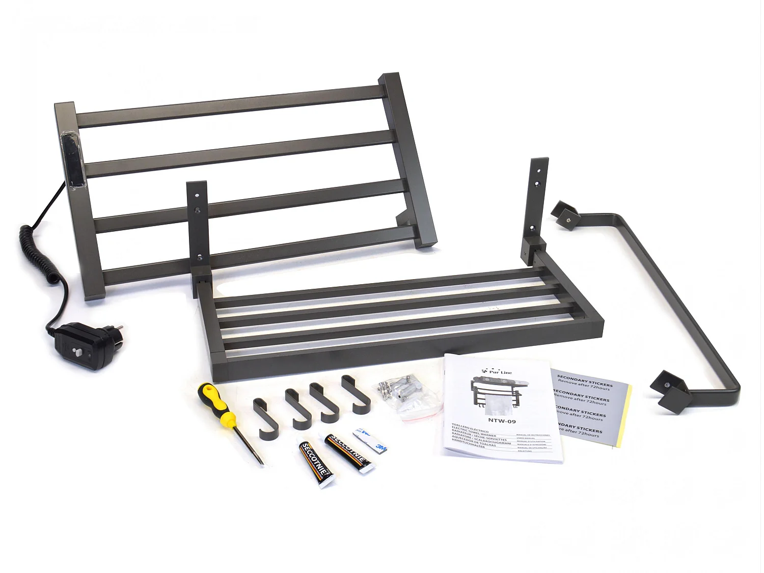 Sèche-serviettes électrique avec étagère gris anthracite 55W