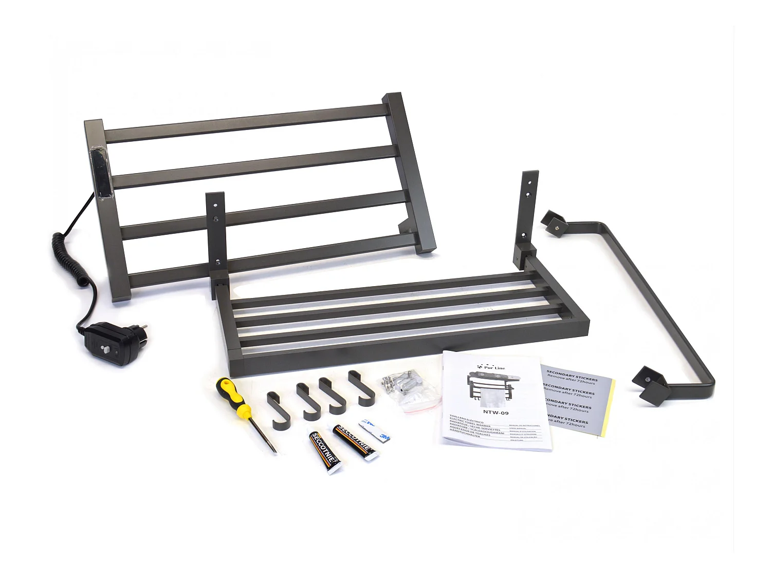 Toallero eléctrico con estante color gris antracita 55W