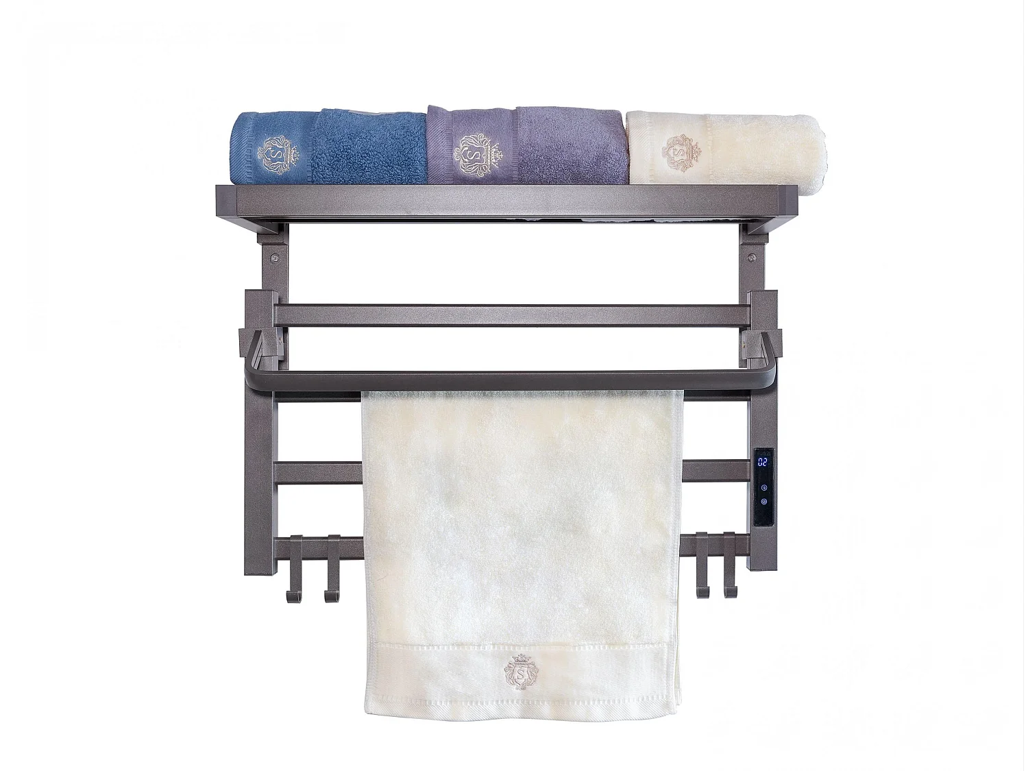 Sèche-serviettes électrique avec étagère gris anthracite 55W