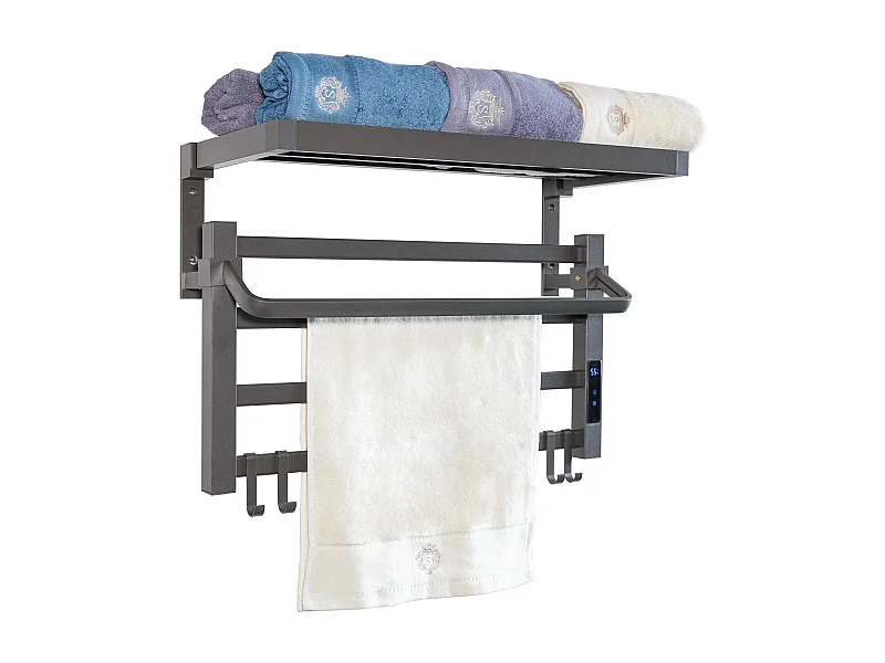 Toalheiro eléctrico com prateleira cor cinzento antracite 55W