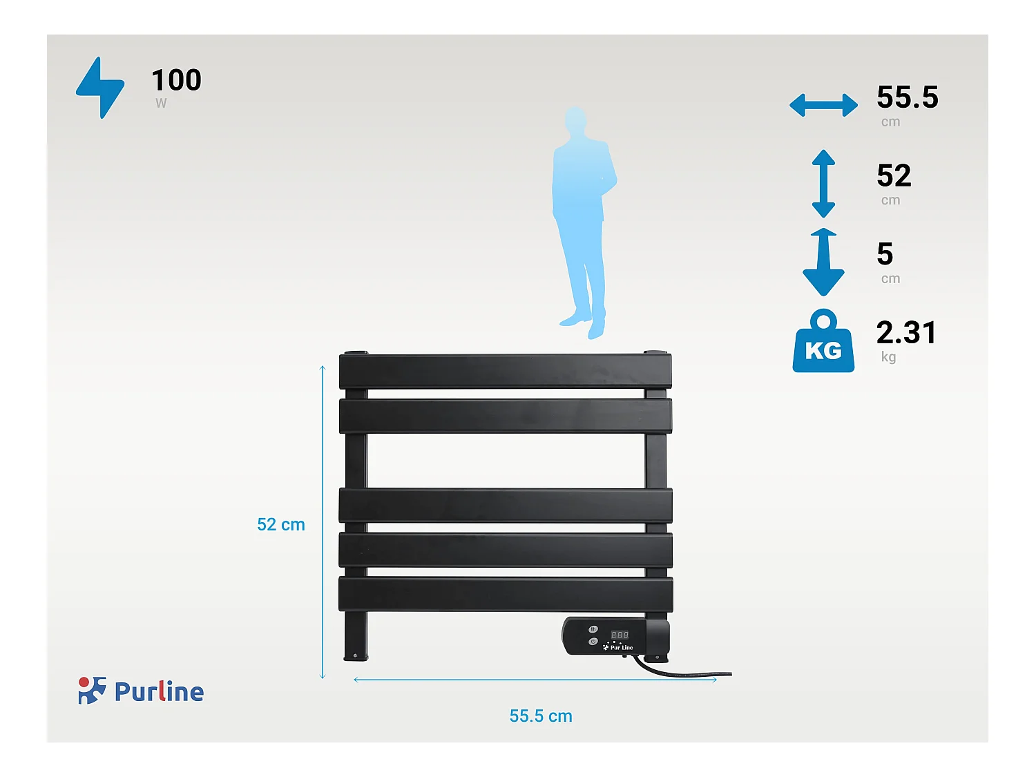 Toallero eléctrico compacto negro 100W