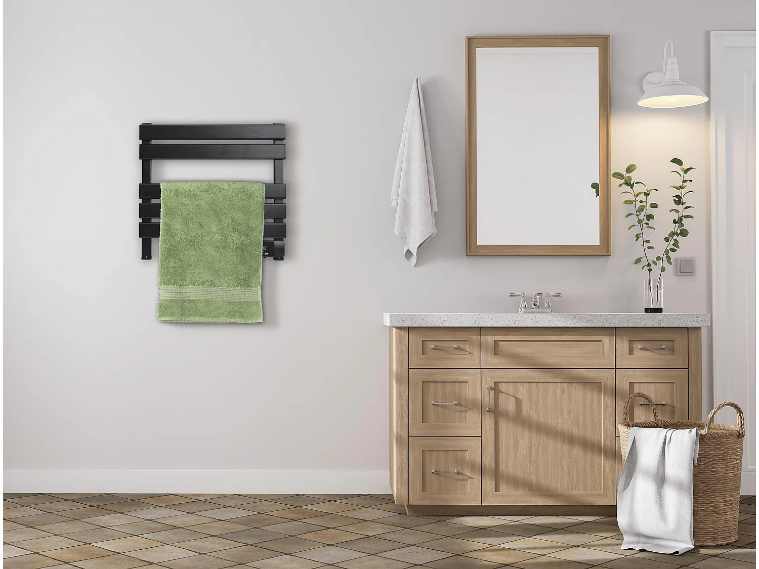 Sèche-serviettes électrique compact noir 100W