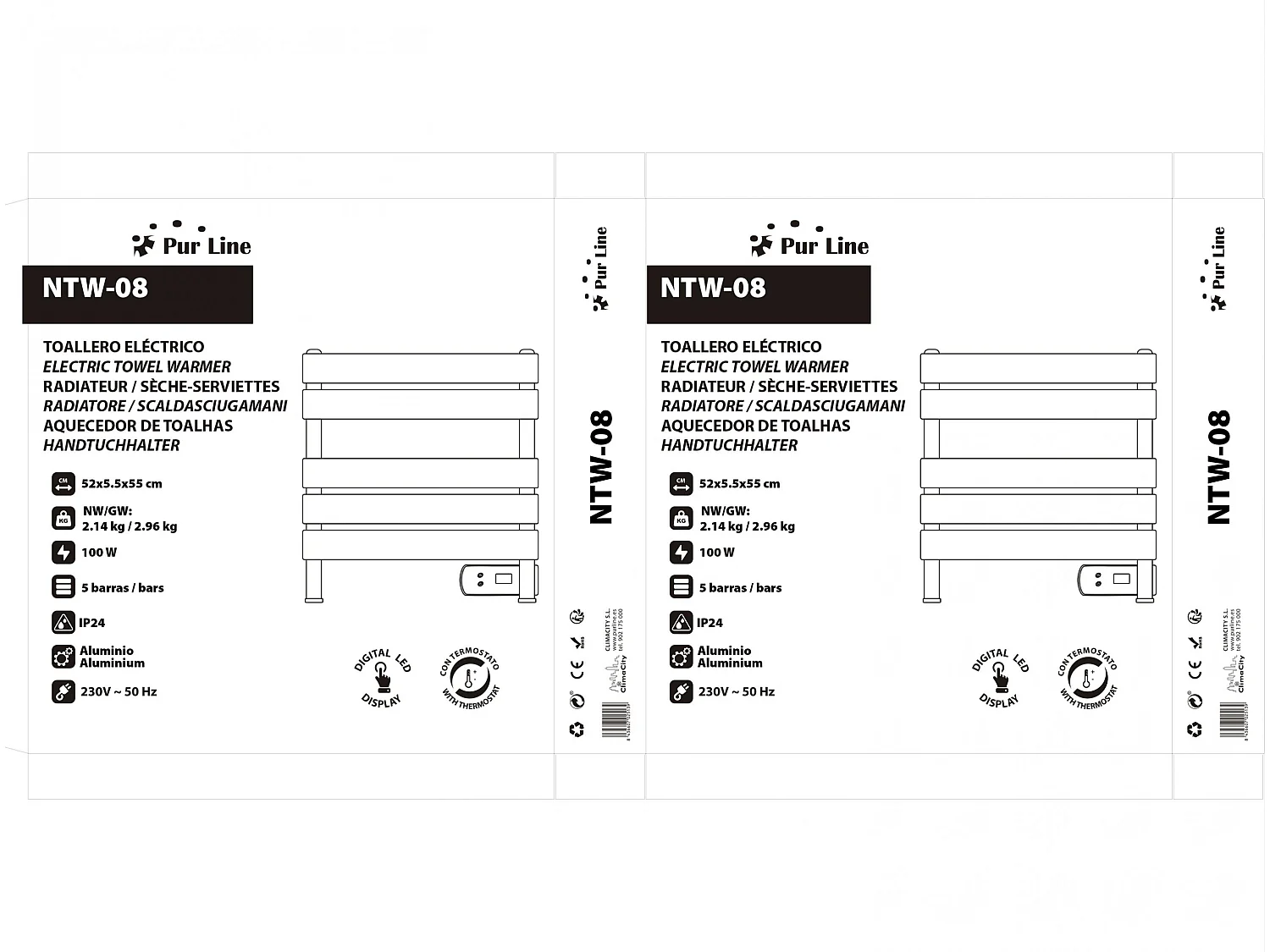 Sèche-serviettes électrique compact noir 100W