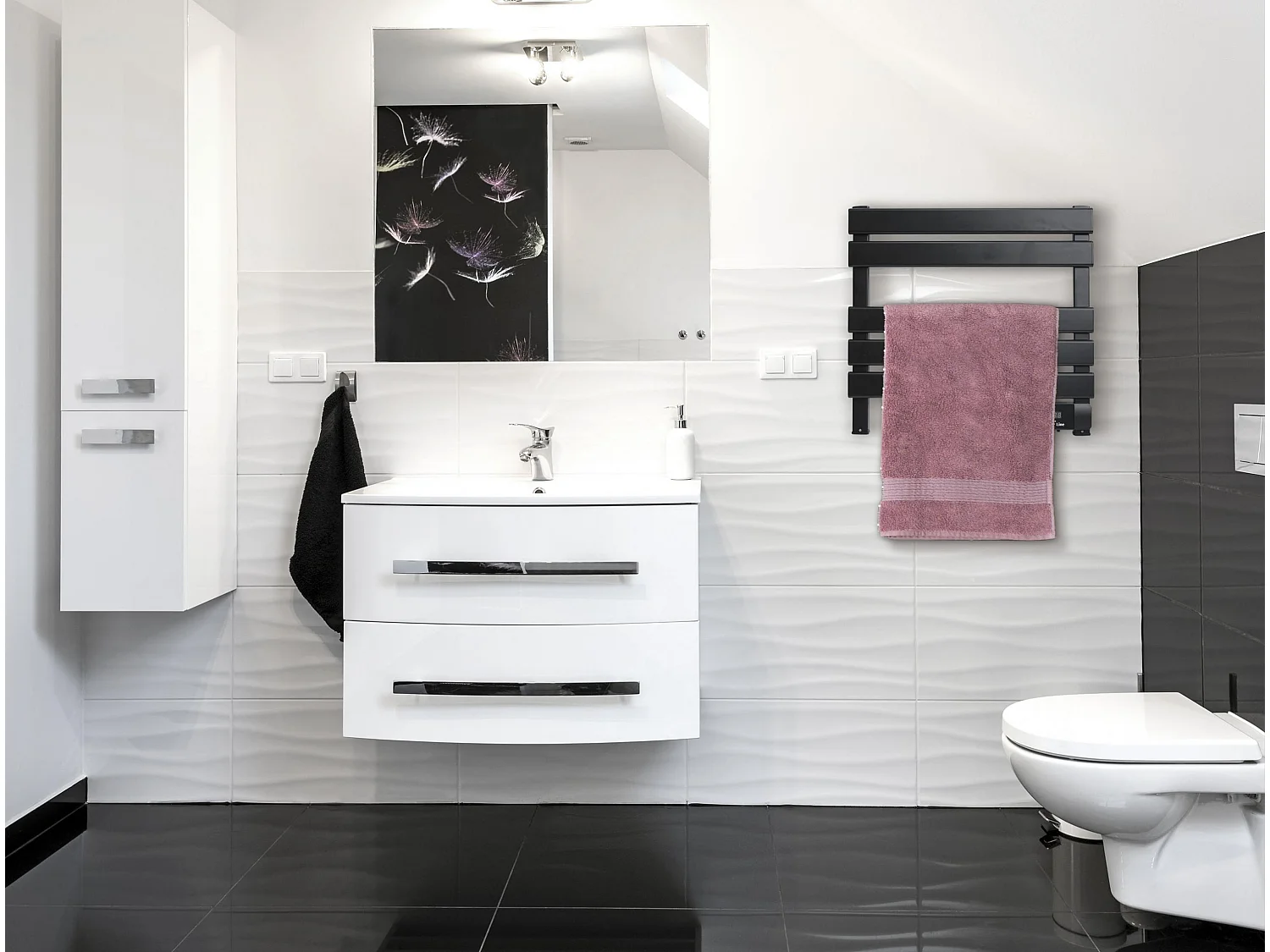 Sèche-serviettes électrique compact noir 100W