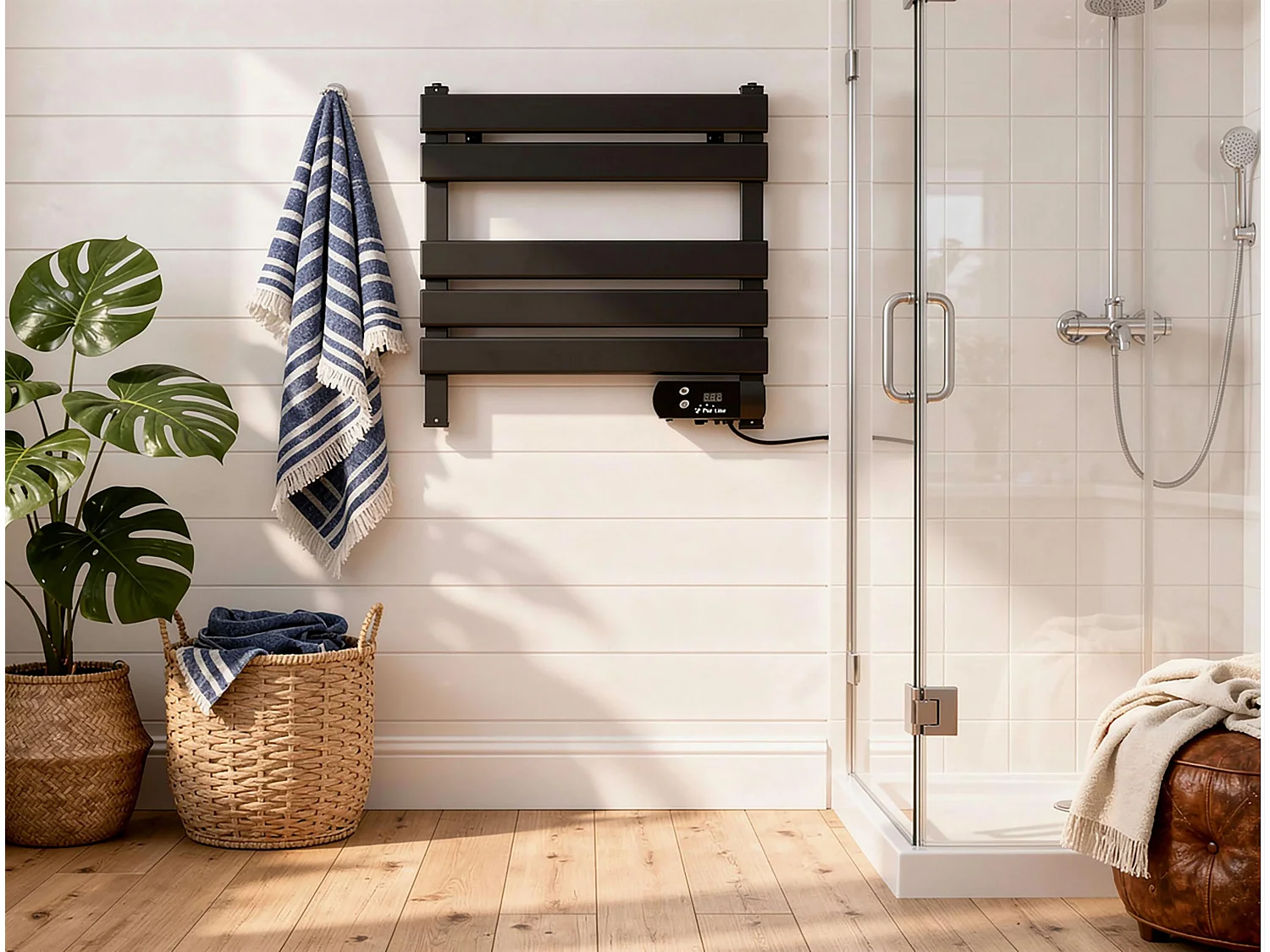 Toalheiro eléctrico compacto preto 100W