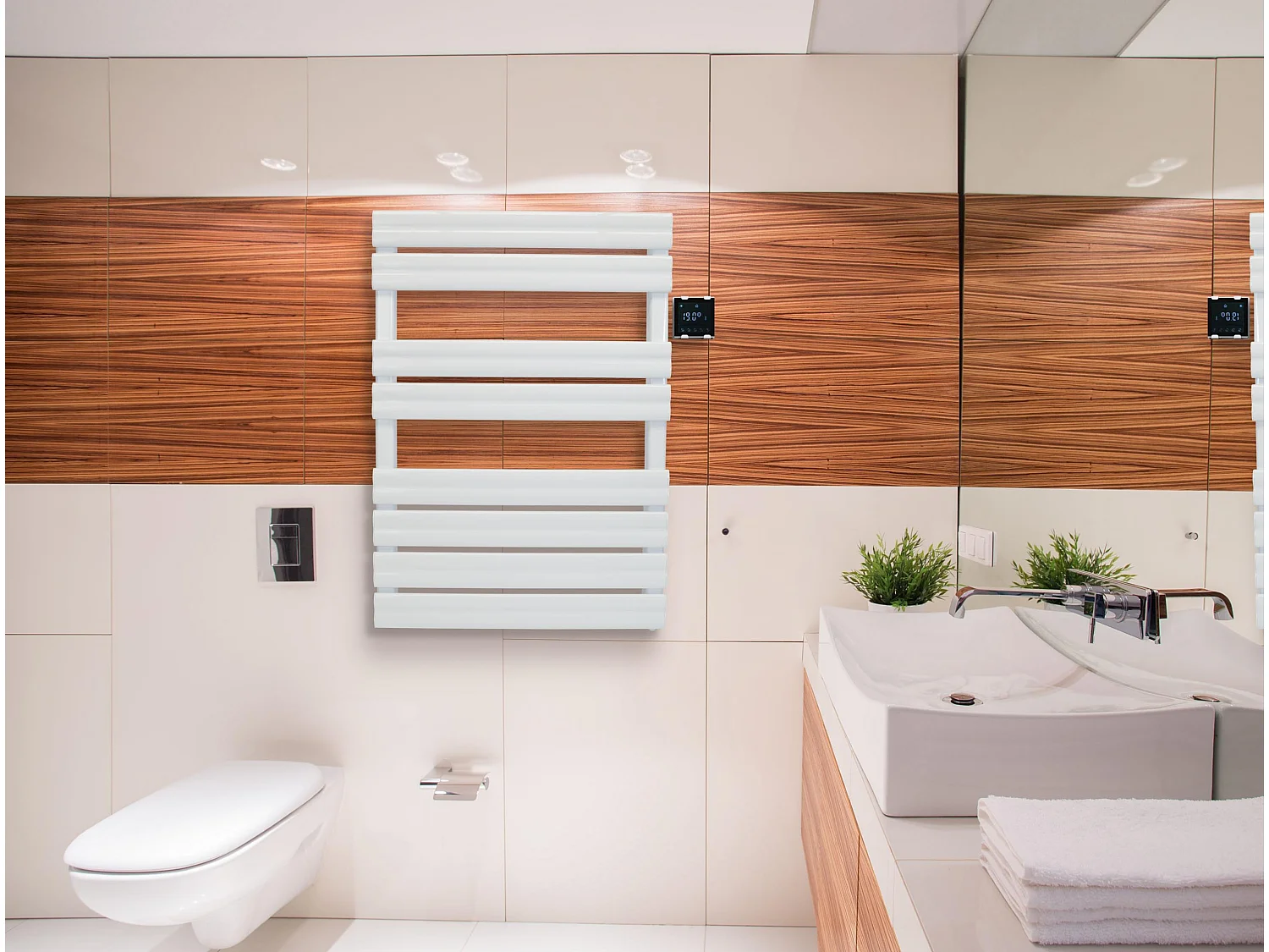 Sèche-serviettes blanc commande sans fil 500W