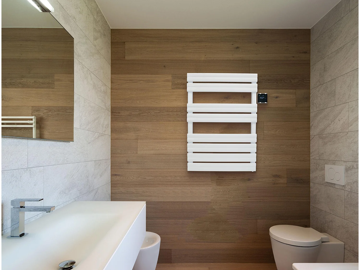 Sèche-serviettes blanc commande sans fil 500W