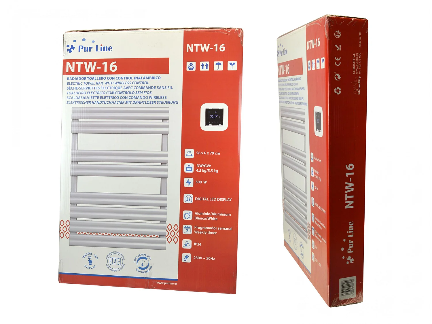 Sèche-serviettes blanc commande sans fil 500W