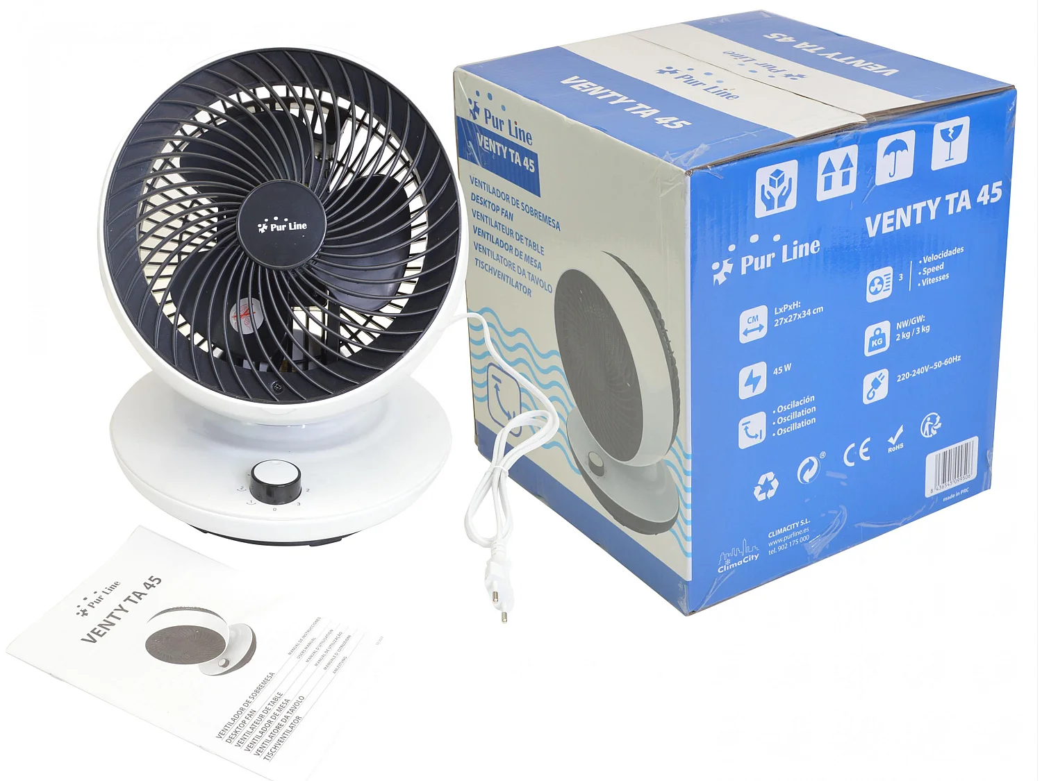 Ventilateur de table à oscillation verticale