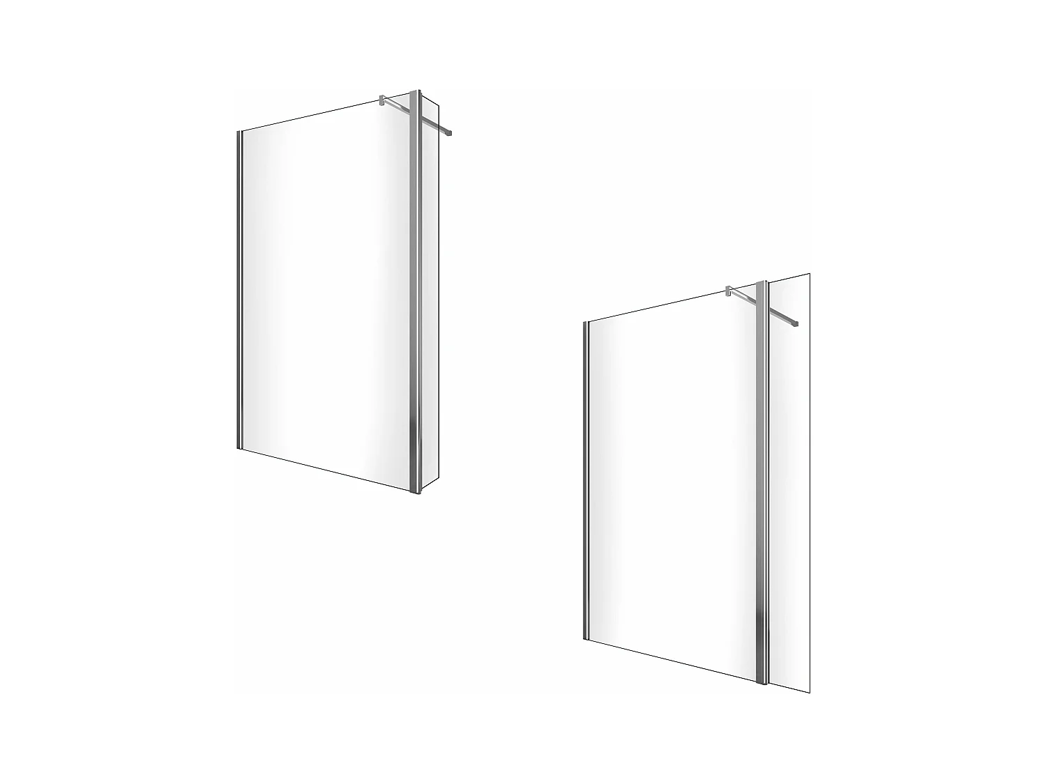 Paroi de douche walk-in avec porte pivotante garde-boue h 200 - 100 WALKIN x PORTE 40 (tot 140,5-142,5)