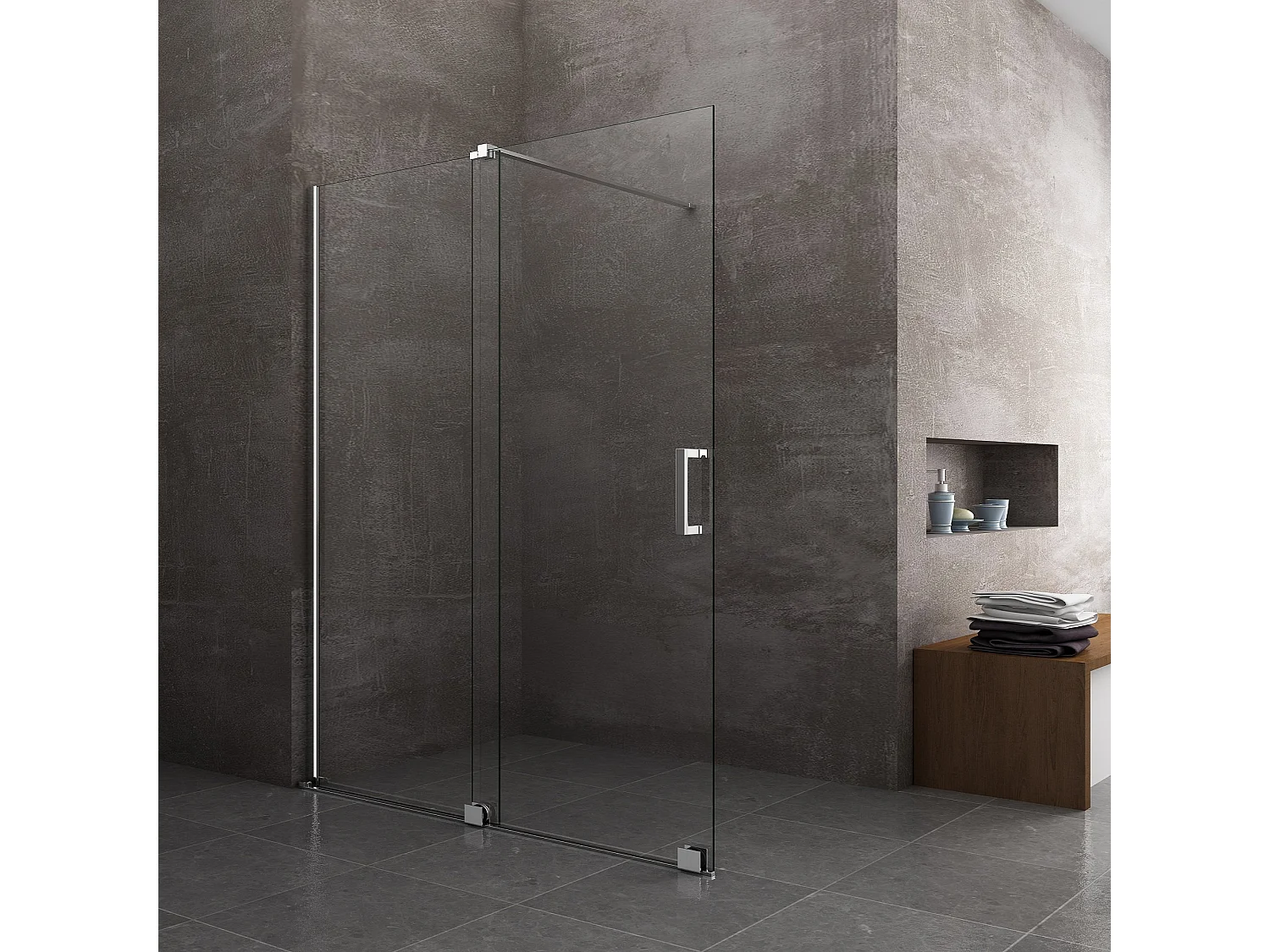 Parete Doccia 8 Mm Walk In Scorrevole Reversibile Altezza 200 Cm.150 regolabile 146-150 cm