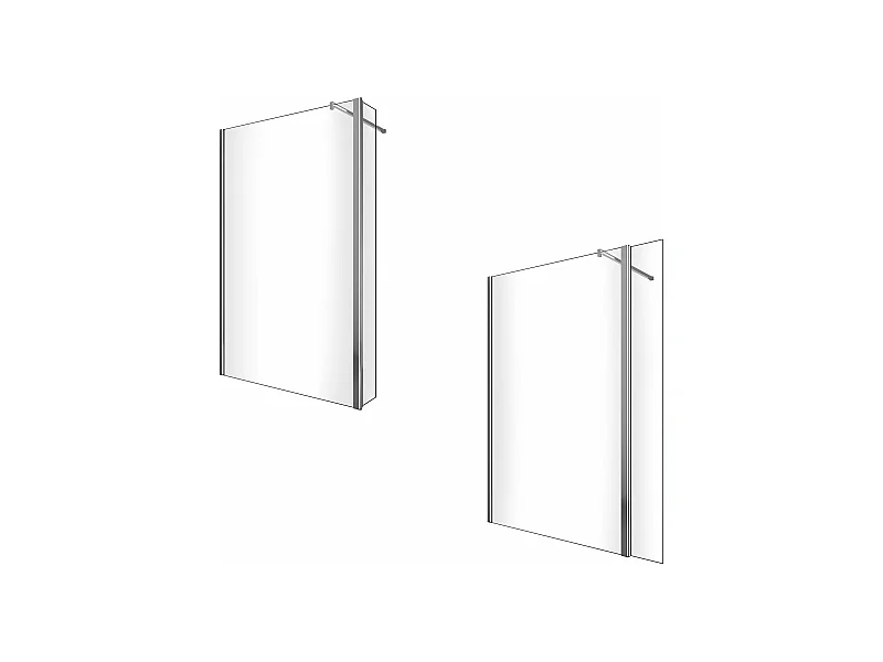 Parete doccia Walk In con anta mobile paraspruzzi vetro temprato 8mm H 200 cm misura 80 cm lastra + 30 cm antina