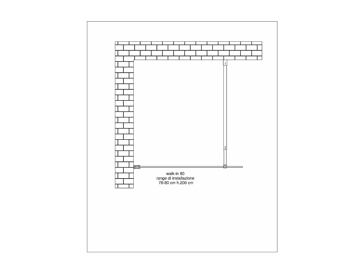 Parete doccia 8 MM Walk in Reversibile Altezza 200 CM 80 regolabile 78-80