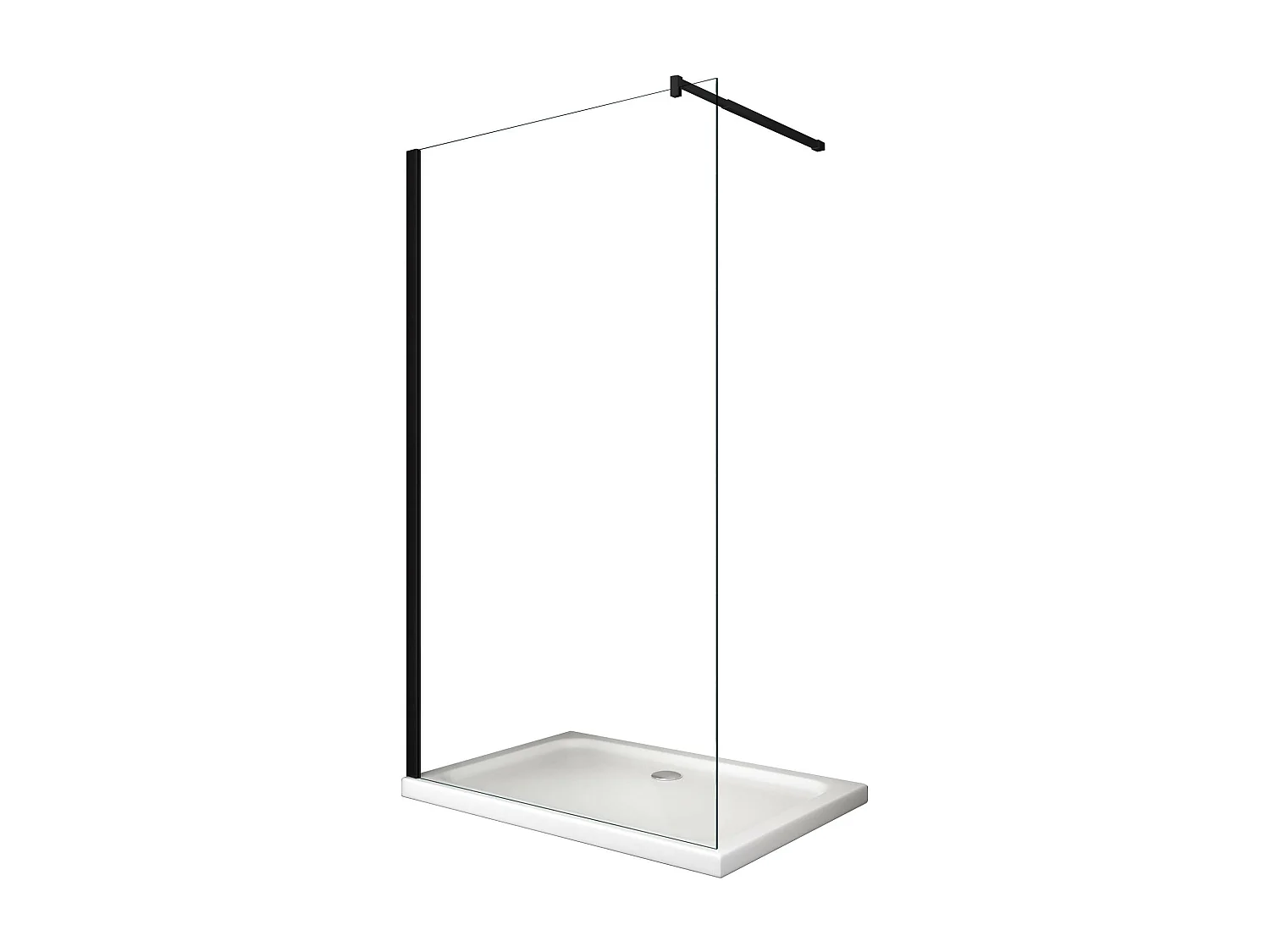 Paroi de douche à l'italienne de 8 MM avec cadre et bras Noir h.200 transparent CM.108-110