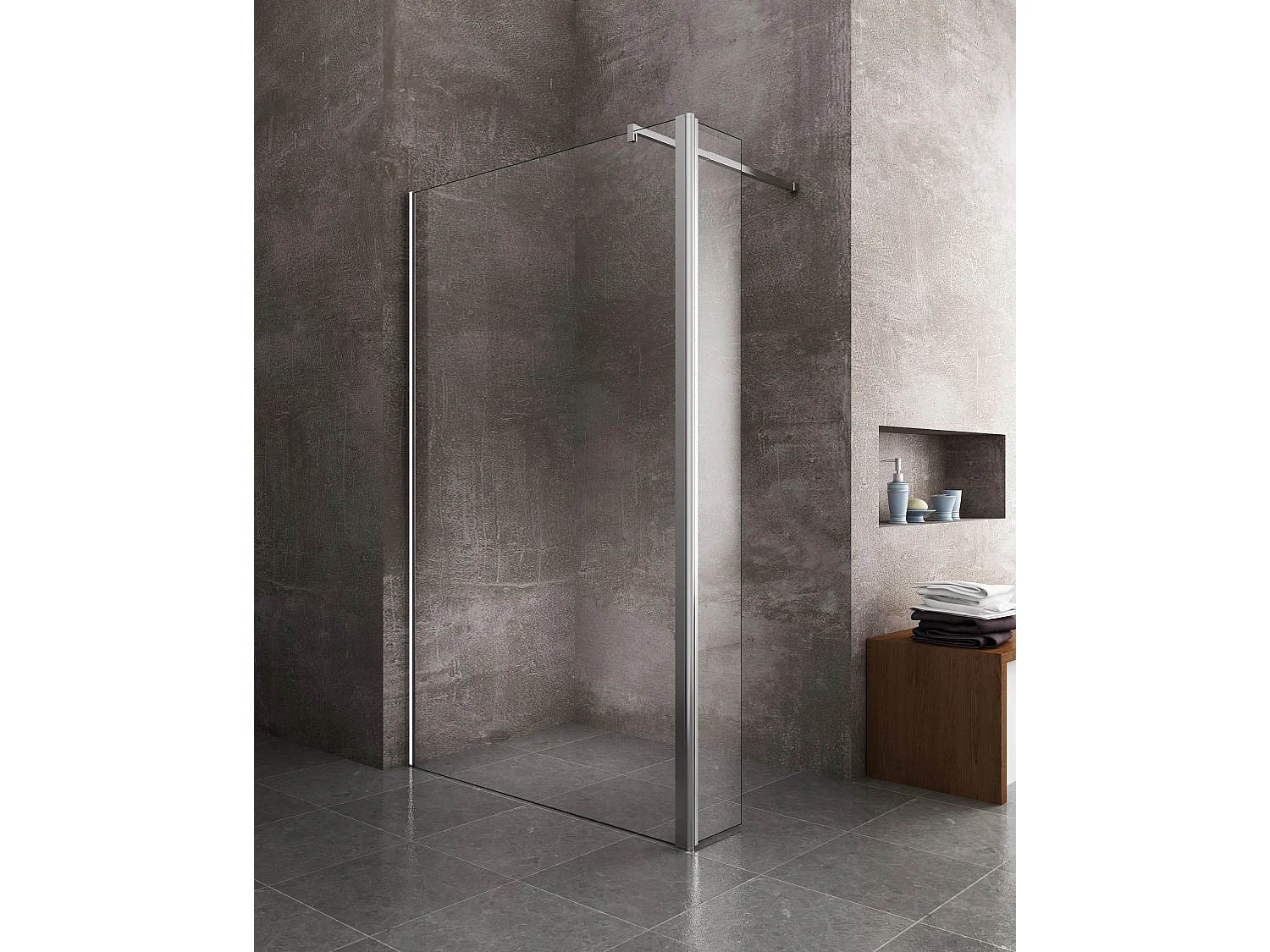 Paroi de douche walk-in avec porte pivotante garde-boue h 200 - 90 WALKIN x PORTE 30 (tot 120,5-122,5)