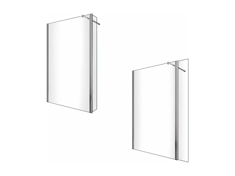 Paroi de douche walk-in avec porte pivotante garde-boue h 200 - 90 WALKIN x PORTE 40 (tot 130,5-132,5)