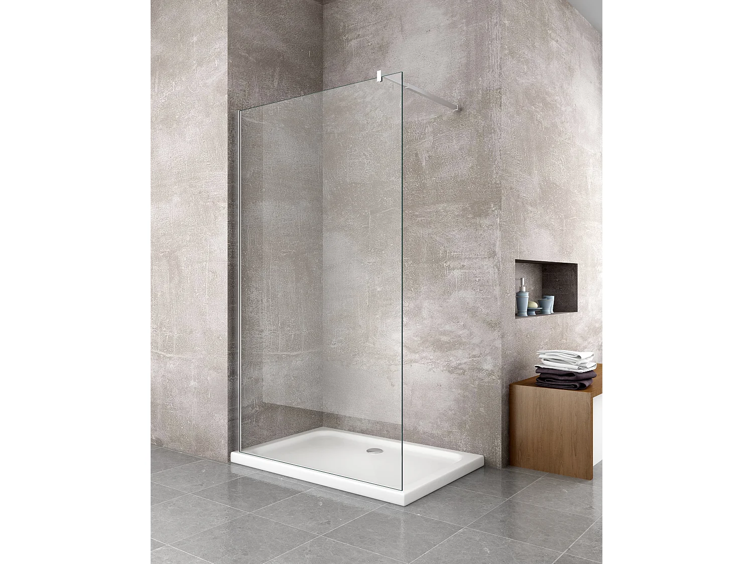 Parete doccia 8 MM Walk in Reversibile Altezza 200 CM 100 regolabile 98-100