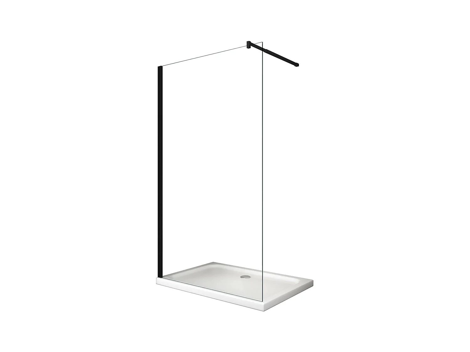 Paroi de douche à l'italienne de 8 MM avec cadre et bras Noir h.200 transparent CM.118-120