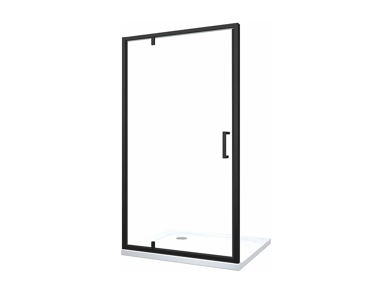 Porta Doccia Battente Roto-Traslante Con Perni Asimmetrici Telaio Nero Opaco Reversibile Cm 86-89 H 200