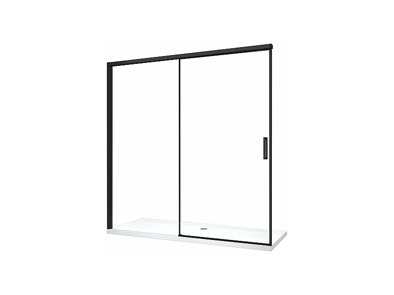 Porte de douche pour installation en niche avec fermeture douce Soft Close H 200, cadre en noir mat 8 mm Cm 170 (167-170)