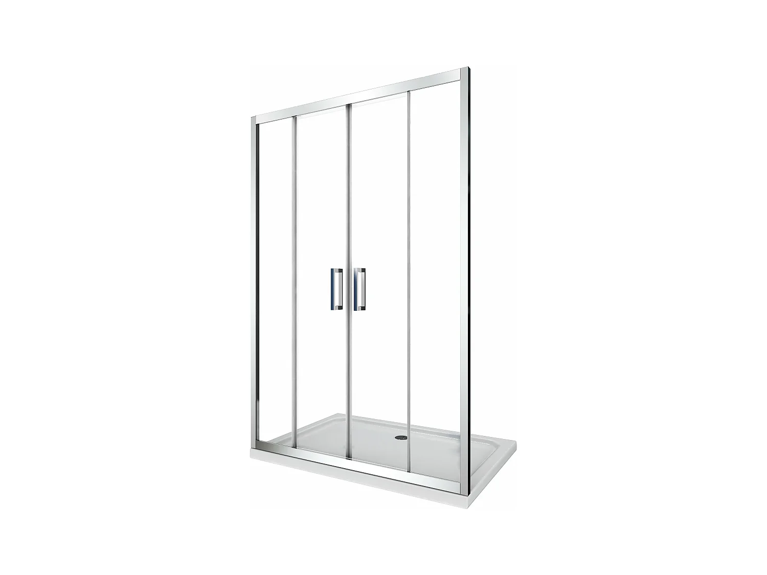 Porte de douche de 6 mm pour installation en niche avec quatre portes et ouverture centrale H.190 – 133-138