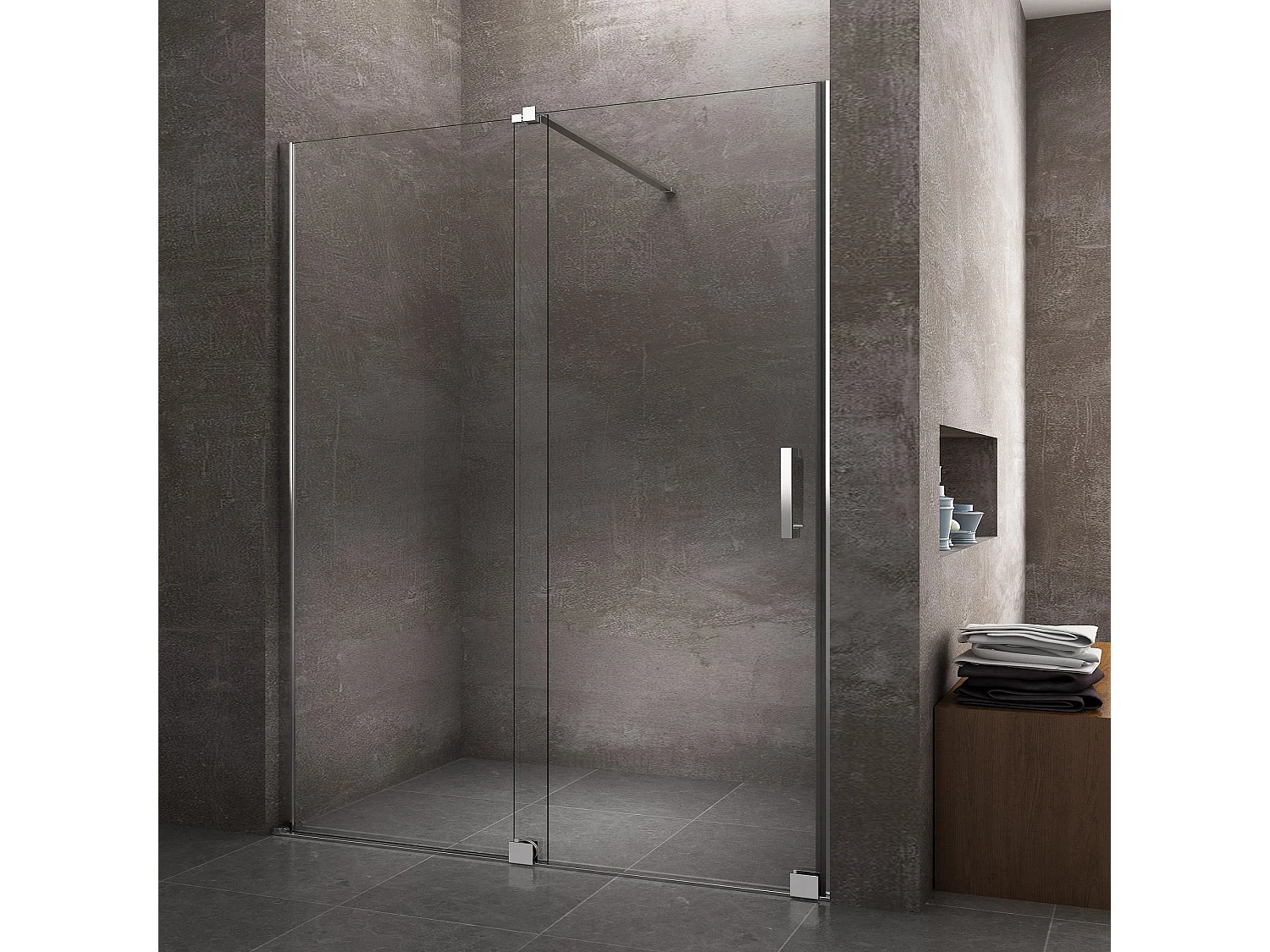 Porte pour installation en niche type Walk-In coulissante H 200, cadre chromé réversible Cm.170 réglable 166-170 cm
