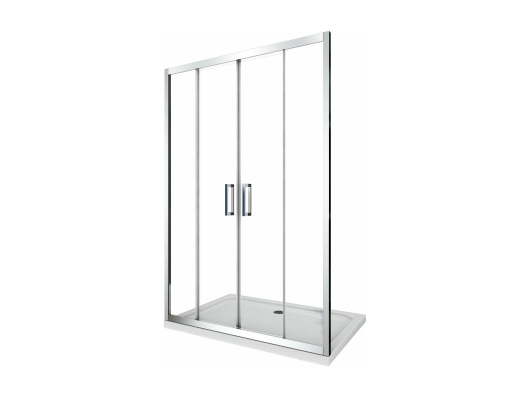 Porta doccia vetro 6 mm con apertura centrale a 4 ante per installazione in nicchia Altezza 190 cm 148-153