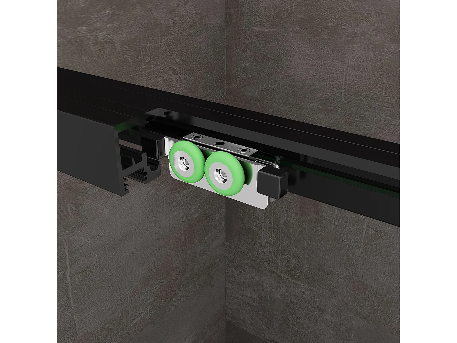 Porte de douche pour installation en niche avec fermeture douce Soft Close H 200, cadre en noir mat 8 mm Cm 120 (117-120)