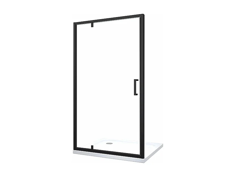 Porta Doccia Battente Roto-Traslante Con Perni Asimmetrici Telaio Nero Opaco Reversibile Cm 71-74 H 200