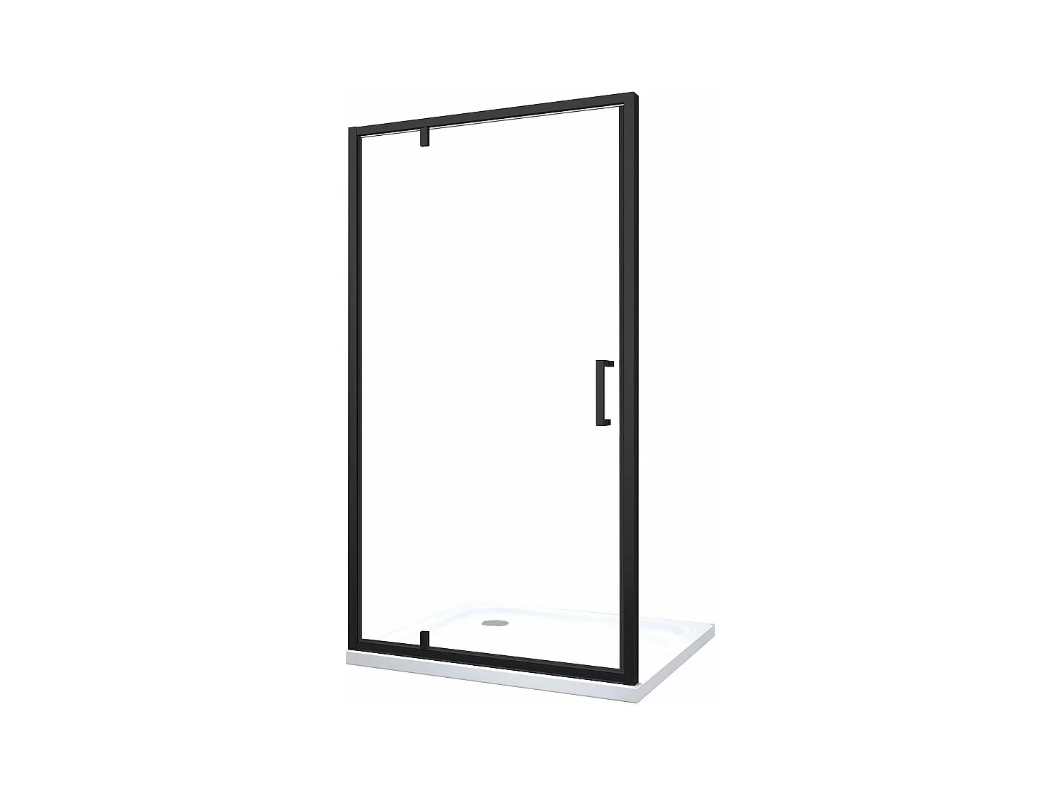 Porte de douche à ouverture battante roto-translante avec pivots asymétriques, cadre noir mat réversible Cm 116-119 H 200