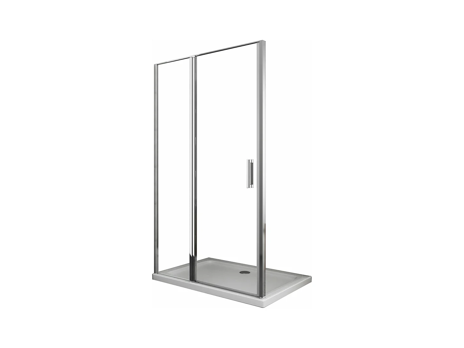 Porte de douche de 6 mm avec un petite paroi et une porte à battant dans la même ligne – 97-100 cm