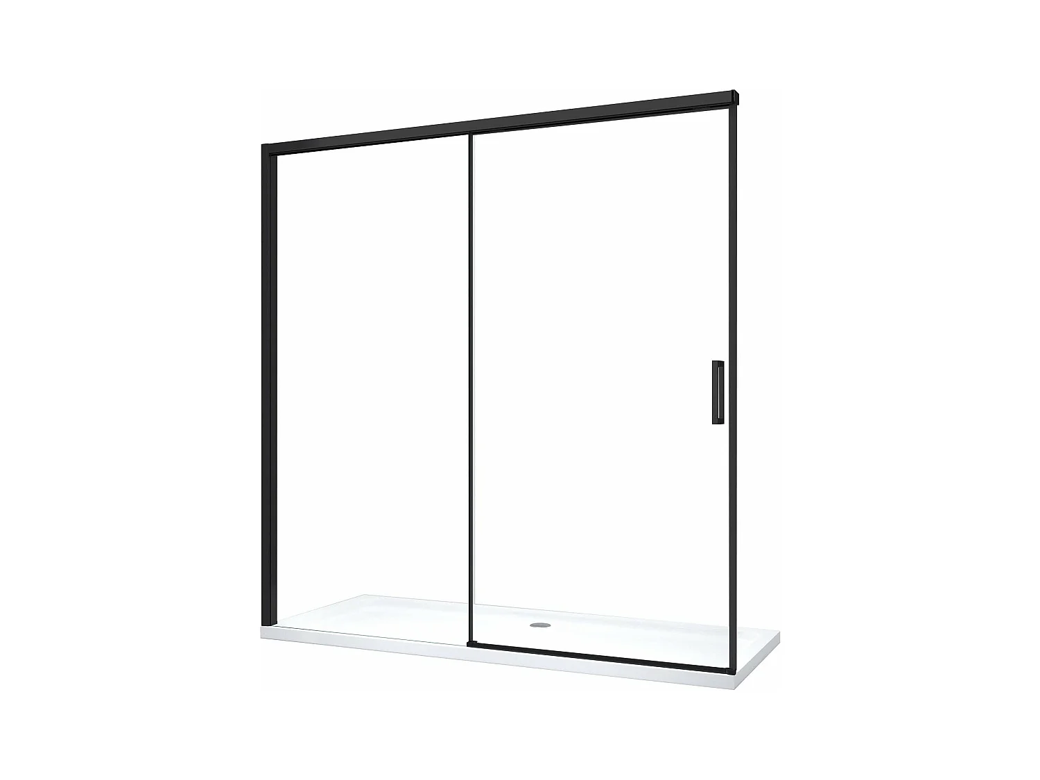 Porte de douche pour installation en niche avec fermeture douce Soft Close H 200, cadre en noir mat 8 mm Cm 160 (157-160)