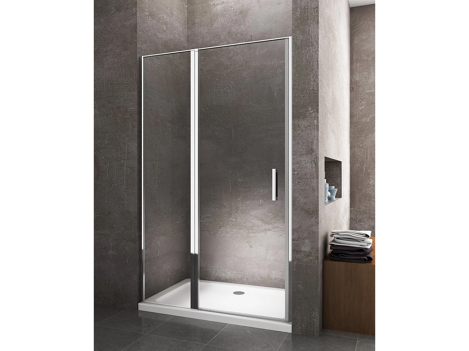 Porta doccia vetro 6 mm apertura battente con fisso in linea Altezza 190 regolabile 117-120