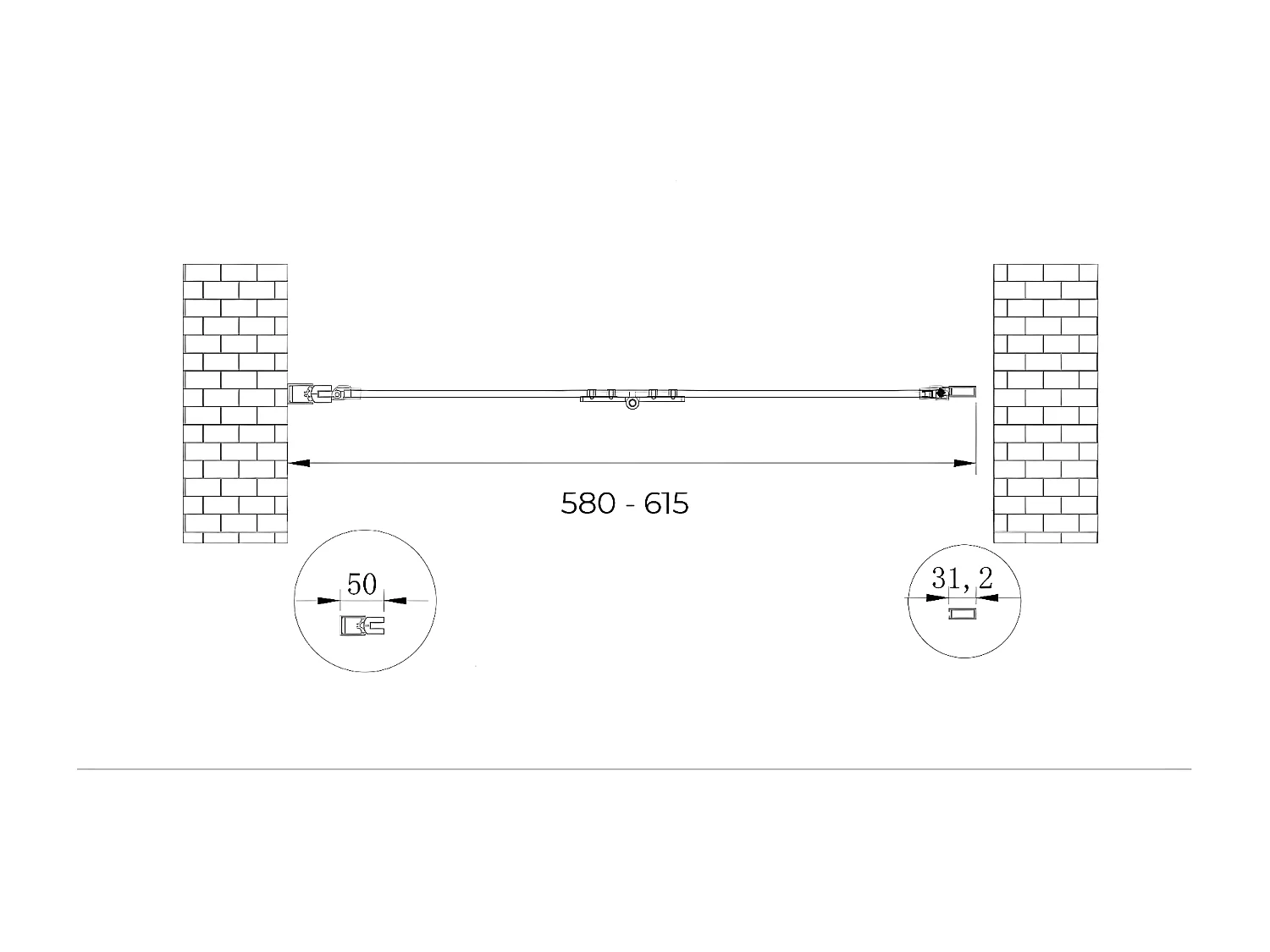 Porte de douche 6 mm pliante pour installation en niche - 58-61,5