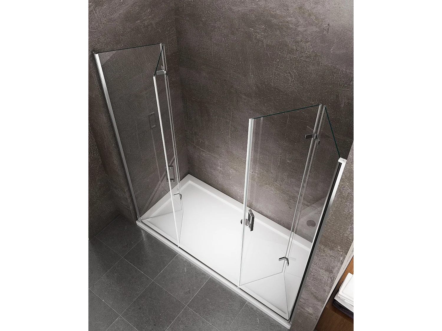 Porte de douche pliante avec ouverture à quatre porte H 190 - 128-131,5 cm