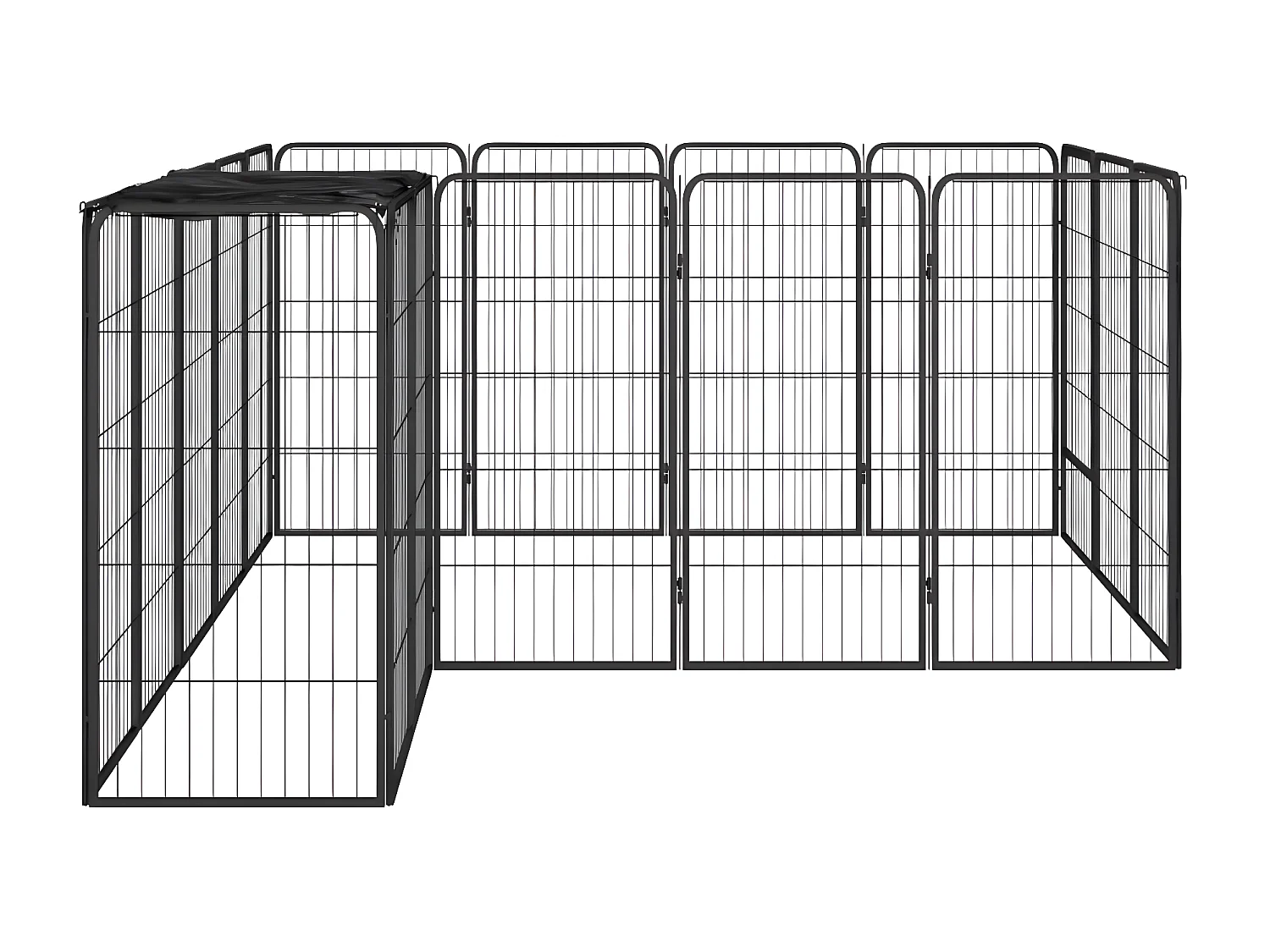 Parque p/ cães c/ 18 painéis 50x100 cm aço revestido a pó preto PT372435