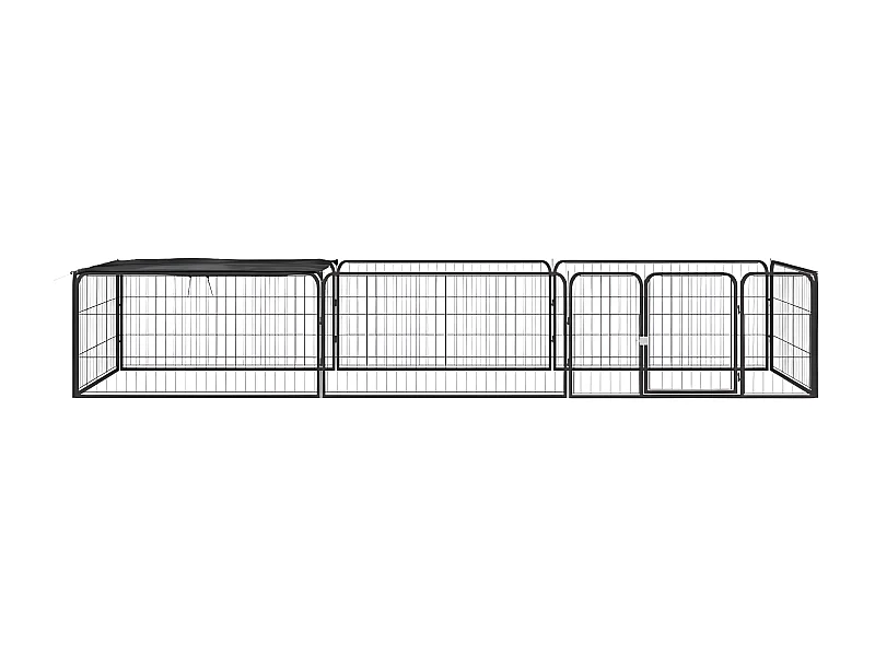 Parque p/ cães c/ 8 painéis 100x50 cm aço revestido a pó preto PT846124
