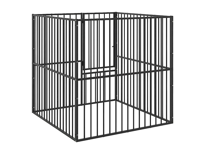 Parque para cães com 4 painéis aço galvanizado preto PT722486