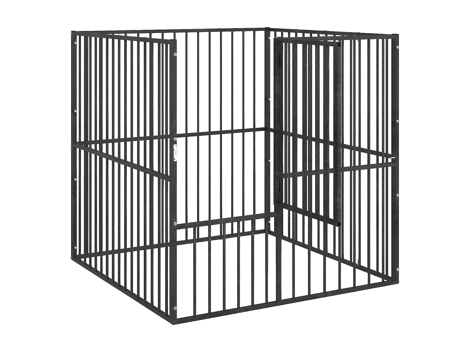 Corralito para perros con 4 paneles acero galvanizado negro ES314287